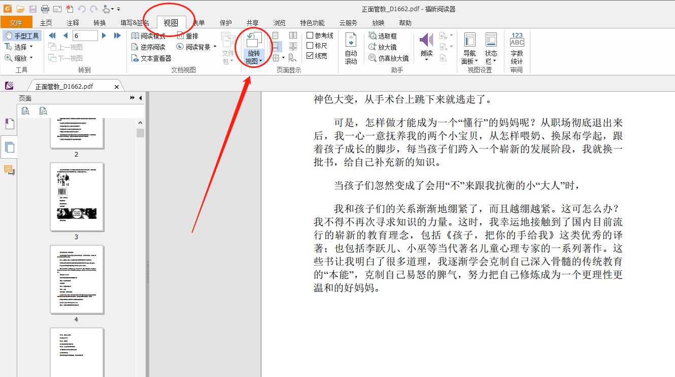 pdf阅读器文件转向