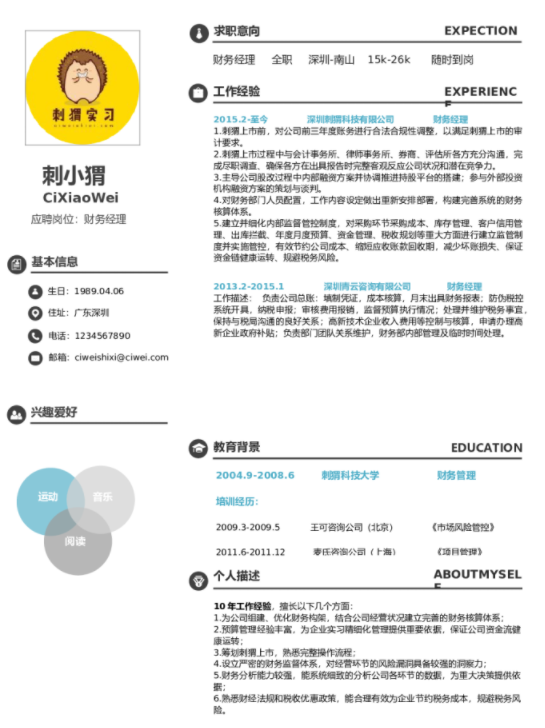 云模板告诉你简历的基本结构：简历由哪几部分组成