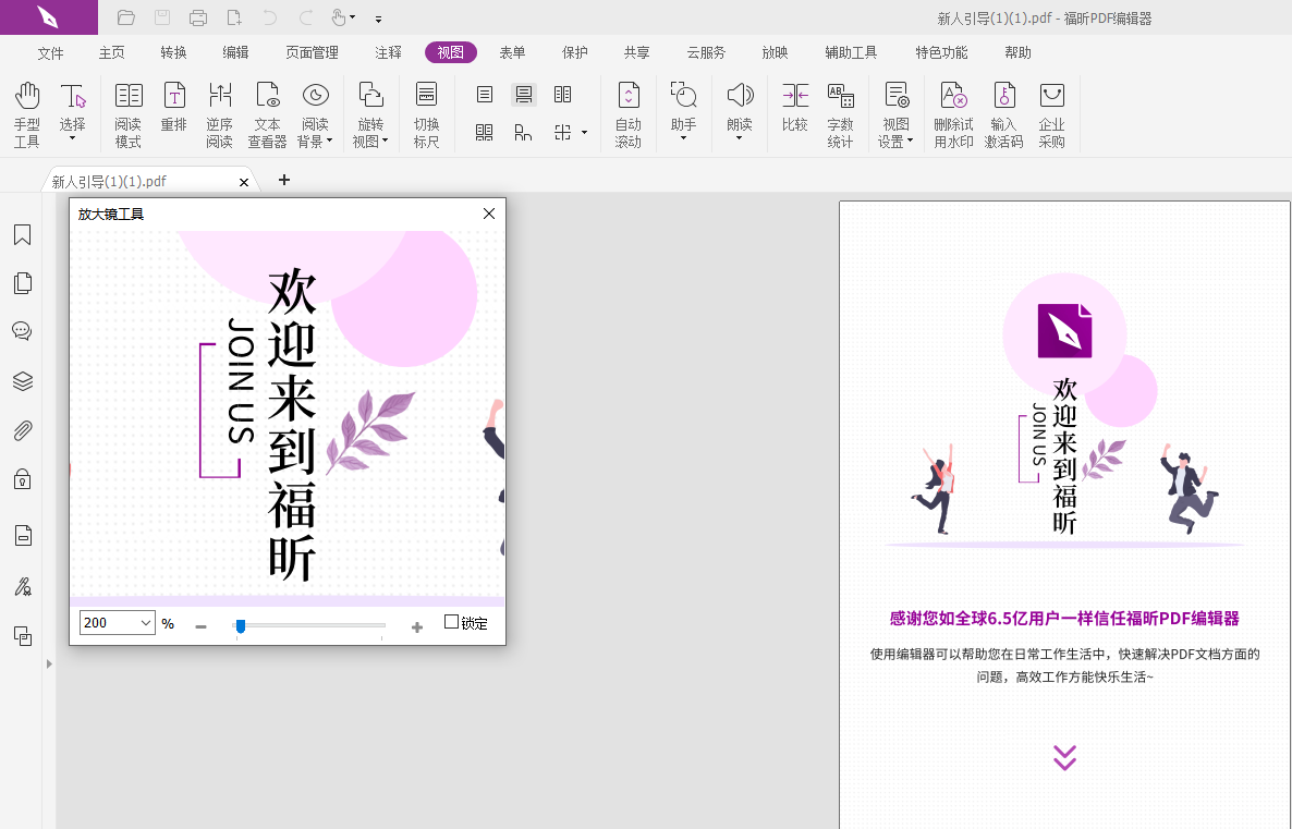 怎么在浏览时放大PDF页面?
